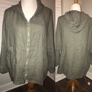 army green slouch linen jacket - size M